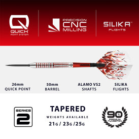 Harrows Steel Darts Quick Point Damon Heta The Heat Series 2 90% Tungsten Steeltip Dart Steeldart