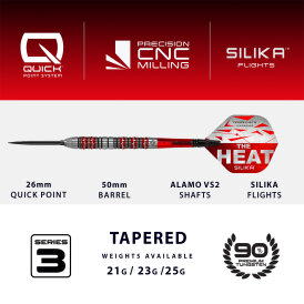 Harrows Steel Darts Quick Point Damon Heta The Heat Series 3 90% Tungsten Steeltip Dart Steeldart