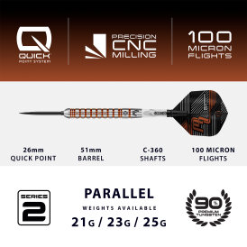 Harrows Steel Darts Quick Point Luke Woodhouse Woody Series 2 90% Tungsten Steeltip Dart Steeldart 25 g