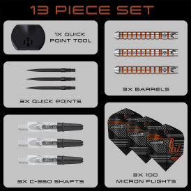 Harrows Steel Darts Quick Point Luke Woodhouse Woody Series 2 90% Tungsten Steeltip Dart Steeldart 25 g