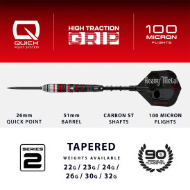 Harrows Steel Darts Quick Point Ryan Searle Heavy Metal Series 2 90% Tungsten Steeltip Dart Steeldart