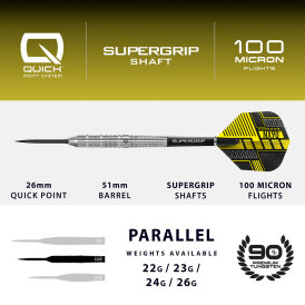 Harrows Steel Darts Quick Point NX90 Parallel 90% Tungsten Steeltip Dart Steeldart 23 g