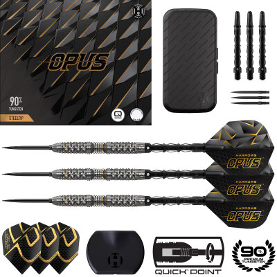 Harrows Steel Darts Quick Point Opus 90% Tungsten Steeltip Dart Steeldart 21 g