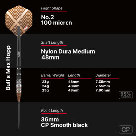 BULLS NL CP Steel Darts Max Hopp Maximiser Changeable Point 95% Tungsten Steeltip Darts Steeldart