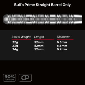 BULLS NL CP Steeldarts Prime Barrels Straight Changeable Point 90% Tungsten Steeltip-Steeldart Barrels Only