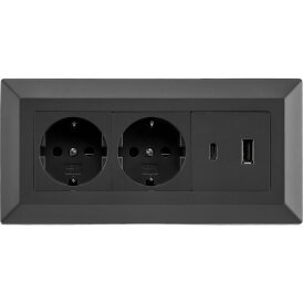 2-fach Steckdosenblock, USB-A+C, 250V~/ 16A,...
