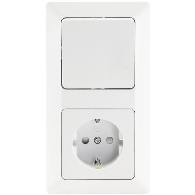MILOS Set Steckdose + Schalter + Rahmen 250V~/ 16A, Steckanschluss, Matt-weiß