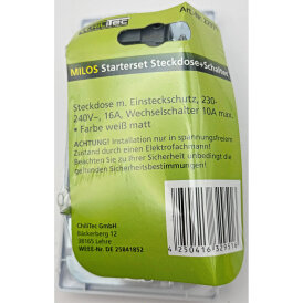 MILOS Set Steckdose + Schalter + Rahmen 250V~/ 16A, Steckanschluss, Matt-weiß