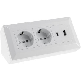 2-fach Steckdosenblock, USB-A+C, weiß 250V~/ 16A,...
