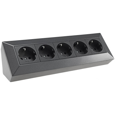 5-fach Steckdosenblock, anthrazit 250V~/ 16A, Aufbaumontag