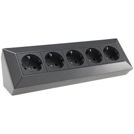 5-fach Steckdosenblock, anthrazit 250V~/ 16A, Aufbaumontag