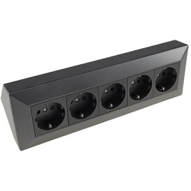 5-fach Steckdosenblock, anthrazit 250V~/ 16A, Aufbaumontag