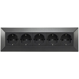 5-fach Steckdosenblock, anthrazit 250V~/ 16A, Aufbaumontag