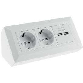 2-fach Steckdosenblock + 2x USB, weiß ma 250V~/...
