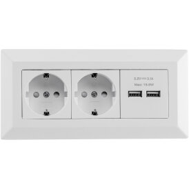 2-fach Steckdosenblock + 2x USB, weiß ma 250V~/...