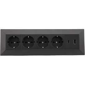 4-fach Steckdosenblock, USB-A+C, schwarz 250V~/ 16A,...