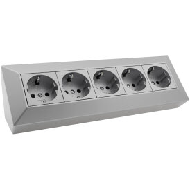 5-fach Steckdosenblock, silber 250V~/ 16A, Aufbaumontage