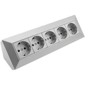 5-fach Steckdosenblock, silber 250V~/ 16A, Aufbaumontage
