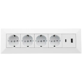 4-fach Steckdosenblock, USB-A+C, weiß 250V~/ 16A,...