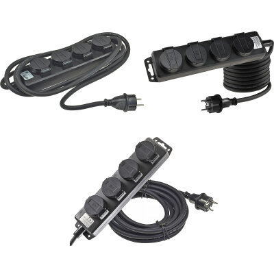 Gartensteckdosenleiste für Außen, 4-fach IP44, H07RN-F 3G1,5mm², Zuleitung verschiedene Längen