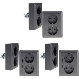 MILOS Schutzkontakt-Steckdose 2-fach 250V~/ 16A, 1x UP, anthrazit, mit und ohne USB
