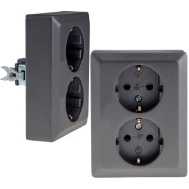 MILOS Schutzkontakt-Steckdose 2-fach 250V~/ 16A, 1x UP, anthrazit, mit und ohne USB
