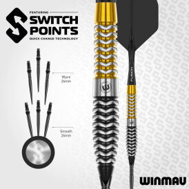 Winmau Steel Darts Switch Point Exion Torpedo 90% Tungsten Steeltip Dart Steeldart 23 g