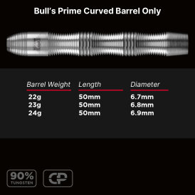 BULLS NL CP Steeldarts Prime Barrels Curved Changeable Point 90% Tungsten Steeltip-Steeldart Barrels Only 23 g