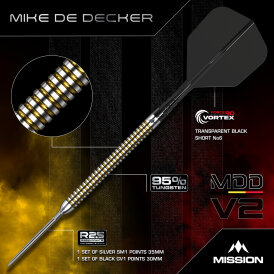 Mission Darts Steel Darts R2.5 Rapid Point Mike De Decker V2 95% Tungsten Steeltip Darts Steeldart
