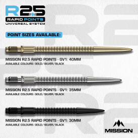 Mission R2.5 Rapid Dart Points Dart Wechsel- Spitzen Schraubspitzen Gold GV1 35 mm
