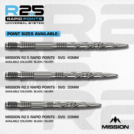 Mission R2.5 Rapid Dart Points Dart Wechsel- Spitzen Schraubspitzen Silber SGV 35 mm
