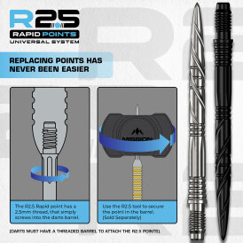 Mission R2.5 Rapid Dart Points Dart Wechsel- Spitzen Schraubspitzen Silber SGV 35 mm