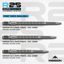 Mission R2.5 Rapid Dart Points Dart Wechsel- Spitzen Schraubspitzen Silber GV2 30 mm