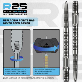 Mission R2.5 Rapid Dart Points Dart Wechsel- Spitzen Schraubspitzen Silber GV2 30 mm