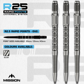 Mission R2.5 Rapid Dart Points Dart Wechsel- Spitzen Schraubspitzen Silber GV2 40 mm