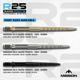 Mission R2.5 Rapid Dart Points Dart Wechsel- Spitzen Schraubspitzen Gold DSX 30 mm