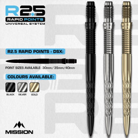 Mission R2.5 Rapid Dart Points Dart Wechsel- Spitzen Schraubspitzen Gold DSX 30 mm