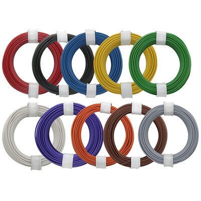 Kupferschalt Litze 0,14 mm² 10 Litzen verschiedene Farben jeweils 10 Meter Ring Made in Germany