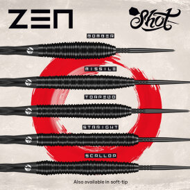 Shot Steel Darts Zen Scallop Turbo Point 90% Tungsten Steeltip Darts Steeldart 25 g