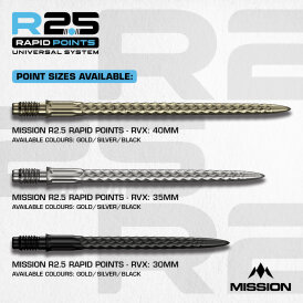 Mission R2.5 Rapid Dart Points Dart Wechsel- Spitzen Schraubspitzen Schwarz RVX 30 mm