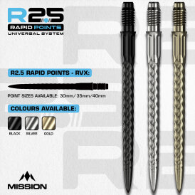 Mission R2.5 Rapid Dart Points Dart Wechsel- Spitzen Schraubspitzen Schwarz RVX 30 mm