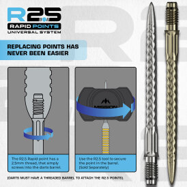 Mission R2.5 Rapid Dart Points Dart Wechsel- Spitzen Schraubspitzen Schwarz RVX 30 mm