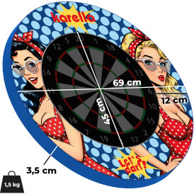Karella Dart Dartboard Karella BullOut Set mit PlayGirl Surround inkl. 2 Satz Darts Dartscheibe Bristle Dart Board Turnierboard