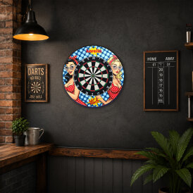 Karella Dart Dartboard Karella BullOut Set mit PlayGirl Surround inkl. 2 Satz Darts Dartscheibe Bristle Dart Board Turnierboard