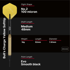 BULLS NL Soft Darts Charge Yellow Brass Softtip Darts Softdart 18 g