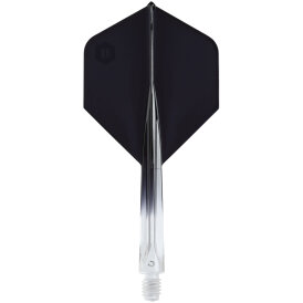 "leicht bespielt" - unicorn Dart Forge Two Tone ALL-IN-ONE Flight- Schaftsystem Flightform/Shape Nr.2 Klar/Schwarz L Lang