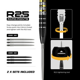 Mission Darts Steel Darts R2.5 Rapid Point Astro 95% Tungsten Steeltip Darts Steeldart