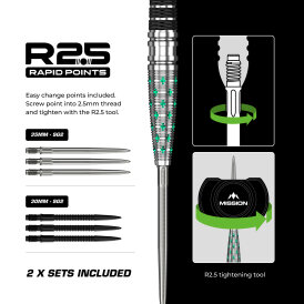 Mission Darts Steel Darts R2.5 Rapid Point Mantis 95% Tungsten Steeltip Darts Steeldart
