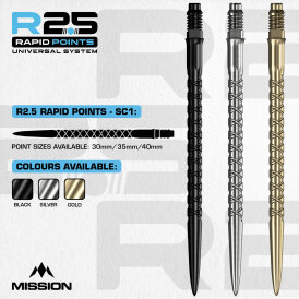Mission R2.5 Rapid Dart Points Dart Wechsel- Spitzen Schraubspitzen Gold SC1 35 mm