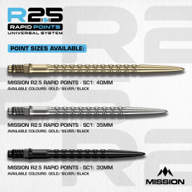 Mission R2.5 Rapid Dart Points Dart Wechsel- Spitzen Schraubspitzen Gold SC1 35 mm